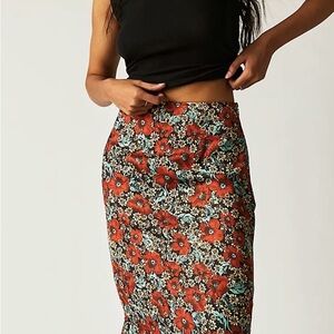 Free People Asymmetrical Everything’s Rosie MIDI Skirt Size 12